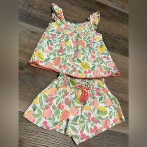 C&C California Kids Floral Set with Pom-Pom Trim NWOT